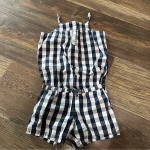 Baby GAP navy and white gingham checkered summer romper toddler girls 5